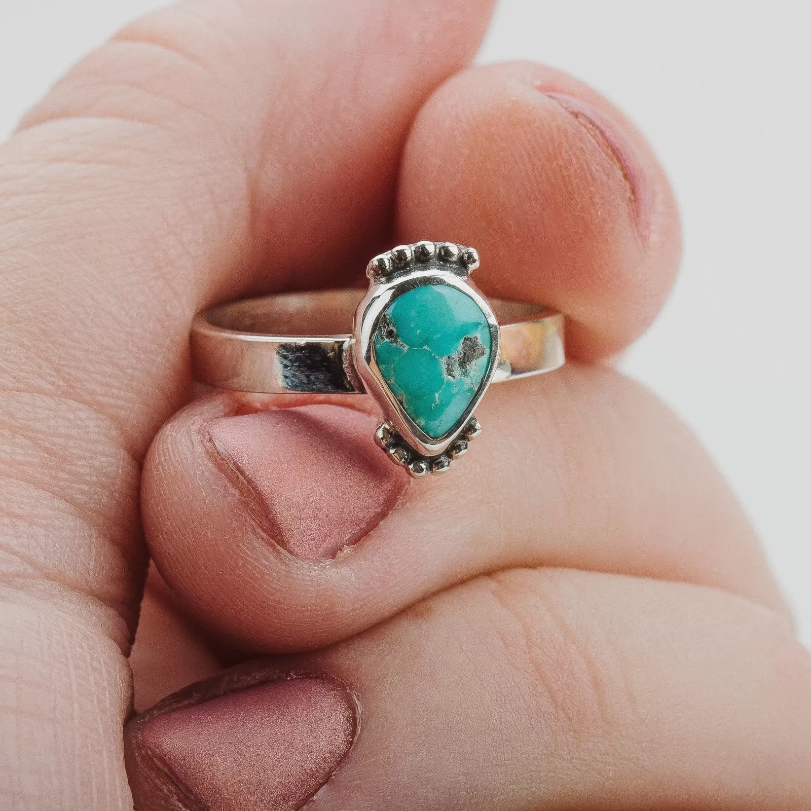 Size 7.25 White Water Turquoise Gemstone Ring