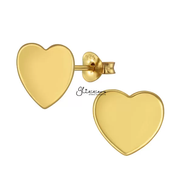 Solid 925 Sterling Silver Heart Stud Earrings