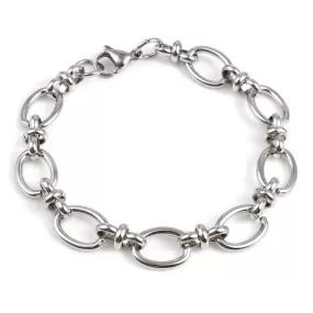 Stainless Steel Oval Link Chain Bracelets, with Lobster Claw Clasps