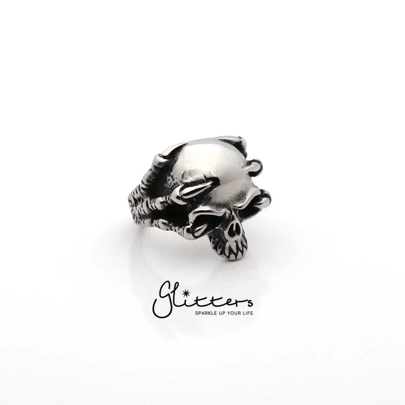 Stainless Steel Skull with Claw Cast Ring