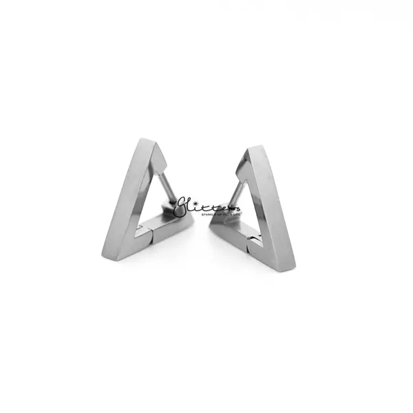 Stainless Steel Triangle Huggie Hoop Men's Earrings