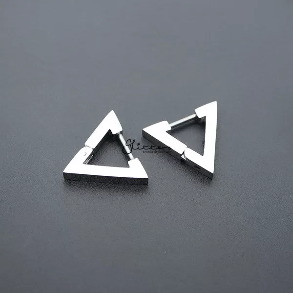 Stainless Steel Triangle Huggie Hoop Men's Earrings