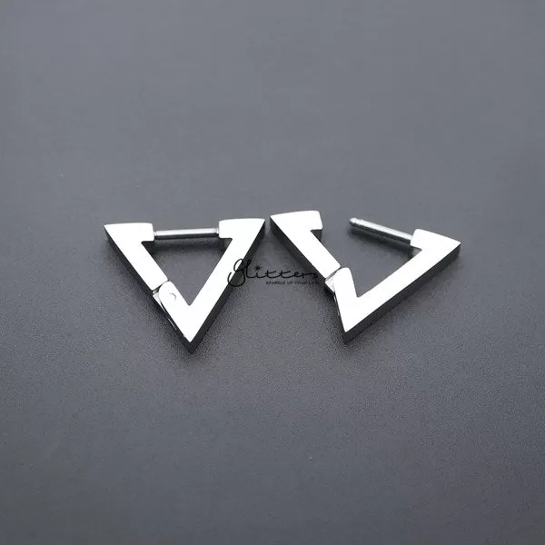 Stainless Steel Triangle Huggie Hoop Men's Earrings