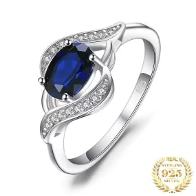 Statement Halo Blue Sapphire Ring - 925 Sterling Silver