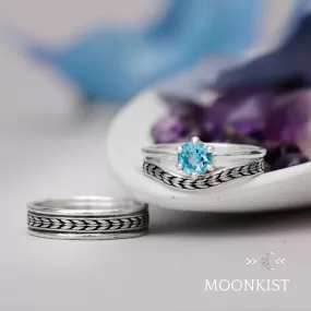 Sterling Silver Arrow Three Ring Wedding Ring Set  | Moonkist Designs