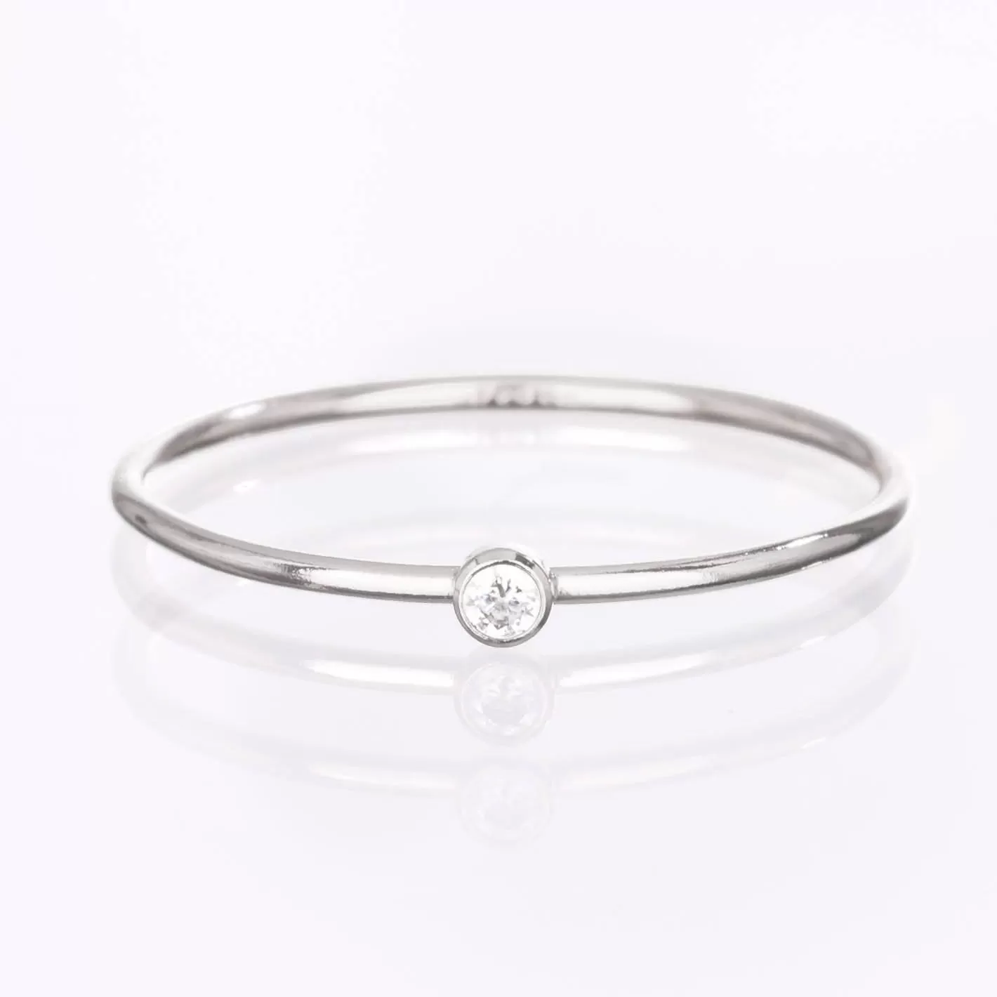 Sterling Silver CZ Minimalist Diamond Ring, Valentines Day,