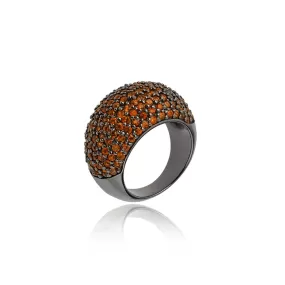 Sterling Silver Statement Ring With Orange Sapphires