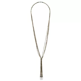 Sterling Silver Tassel Necklace With Mixed Sapphires, Pyrite Beads & Hematite Beads