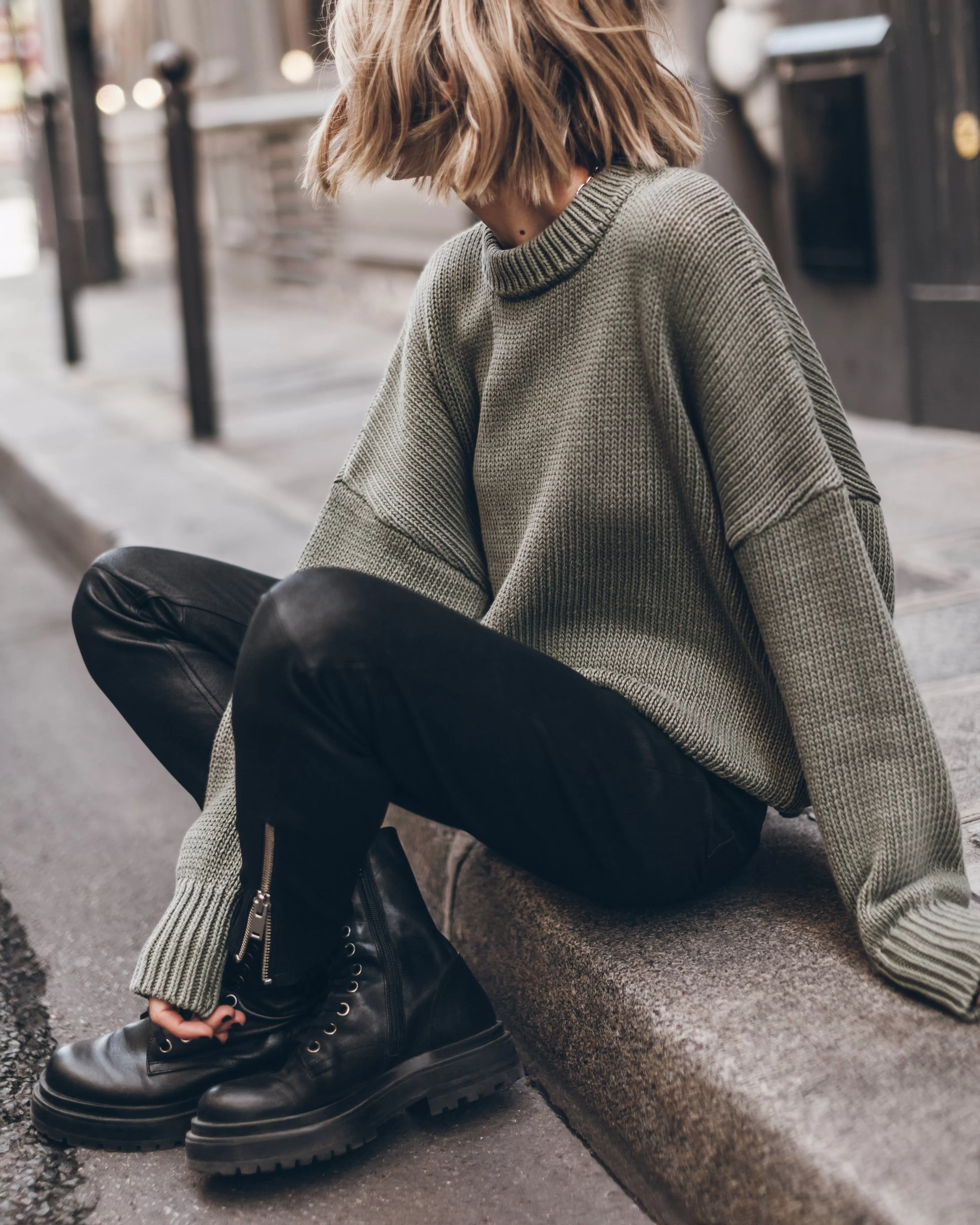 The Green Faded Knit Sweater