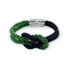 The Original Love Knot Satin Rope Bracelet- Black and Green