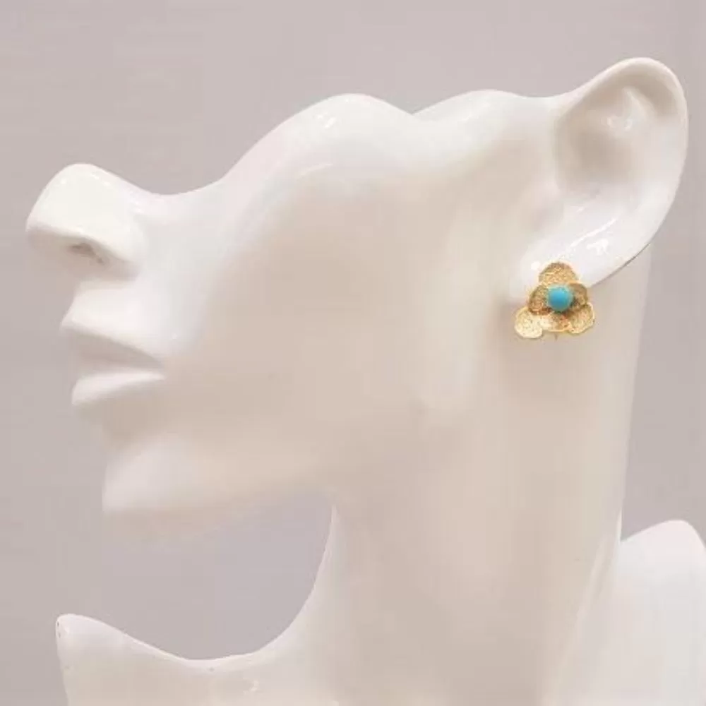 Tri Petal Studs with Turquoise