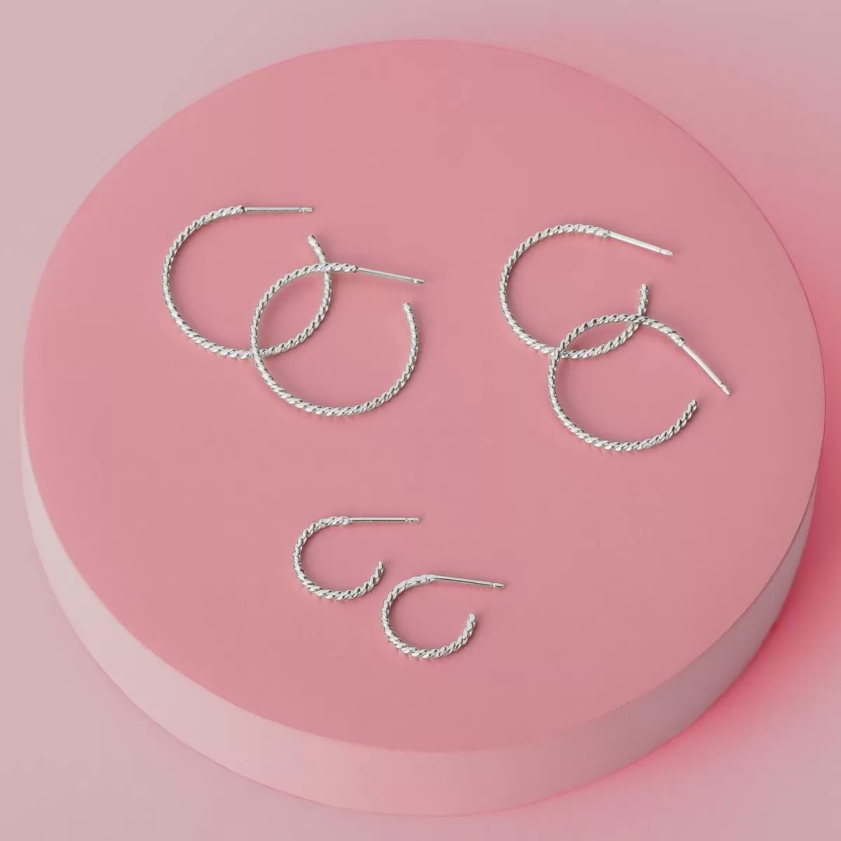 Trio of Twist Hoop Earrings