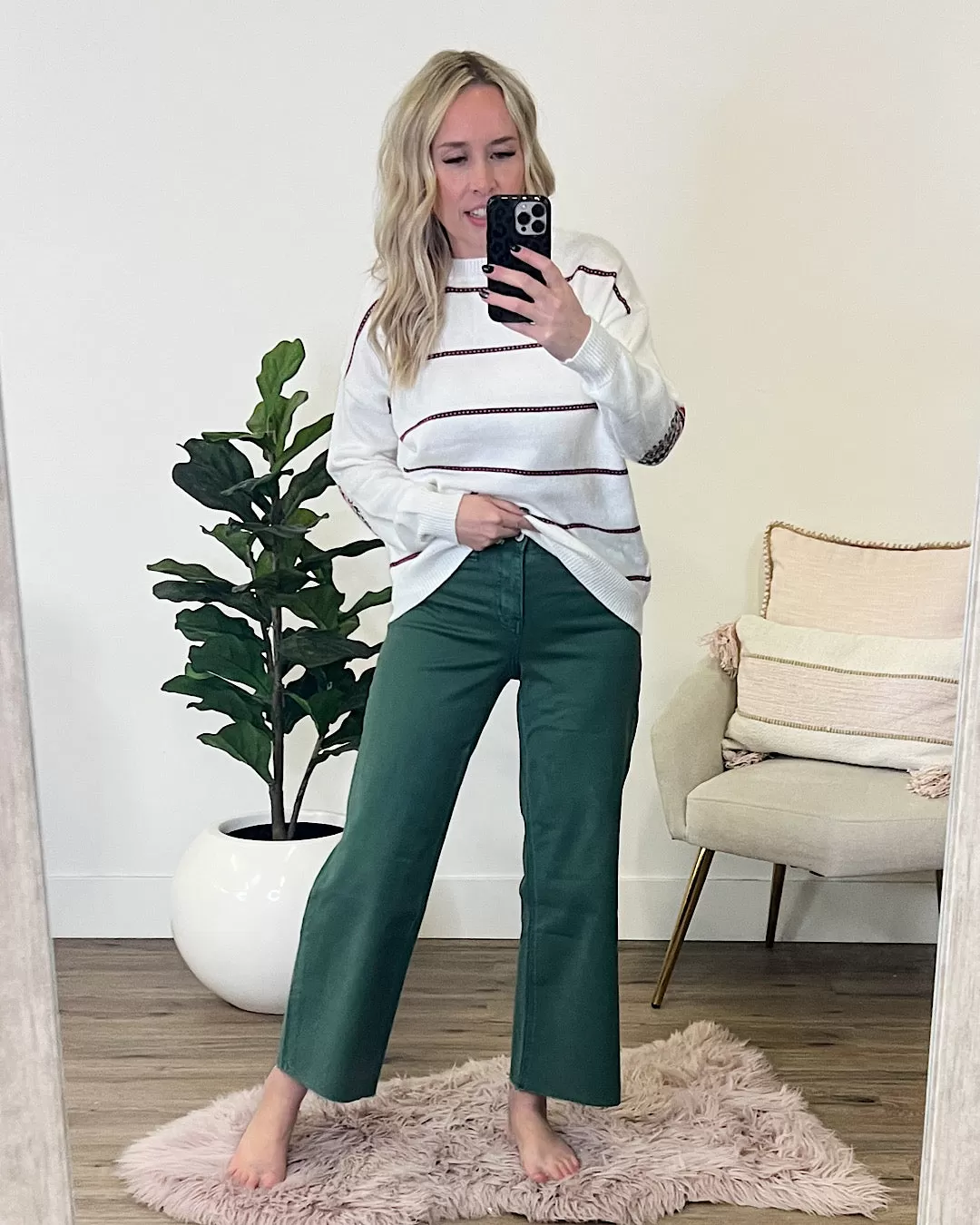 Vervet Skye Wide Leg Non Distressed Crop Jeans - Mallard Green