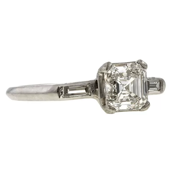 Vintage Asscher Cut Diamond Engagement Ring, 1.02ct.