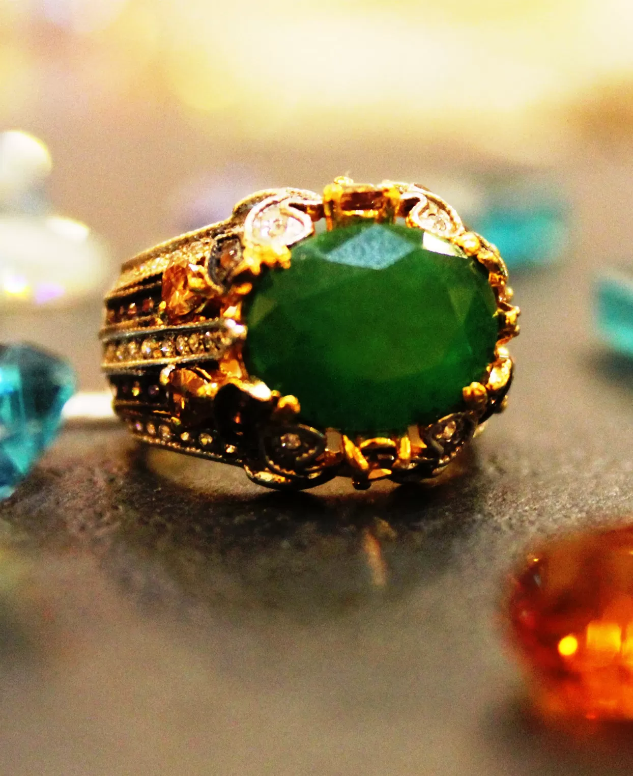 Vintage Green Cocktail Ring